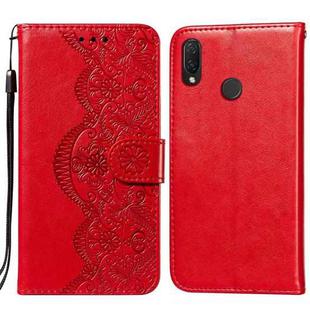 For Huawei P smart Z / Y9 Prime (2019) Flower Vine Embossing Pattern Horizontal Flip Leather Case with Card Slot & Holder & Wallet & Lanyard(Red)