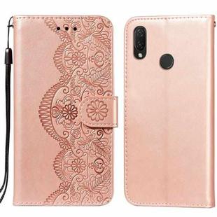 For Huawei P smart Z / Y9 Prime (2019) Flower Vine Embossing Pattern Horizontal Flip Leather Case with Card Slot & Holder & Wallet & Lanyard(Rose Gold)