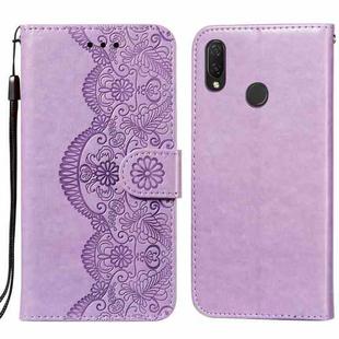 For Huawei P smart Z / Y9 Prime (2019) Flower Vine Embossing Pattern Horizontal Flip Leather Case with Card Slot & Holder & Wallet & Lanyard(Purple)