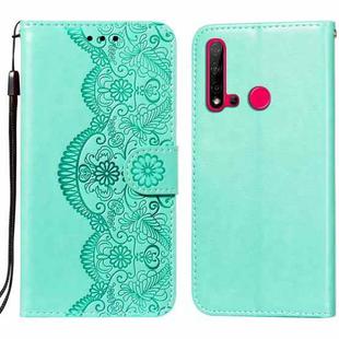 For Huawei P20 Lite (2019) Flower Vine Embossing Pattern Horizontal Flip Leather Case with Card Slot & Holder & Wallet & Lanyard(Green)