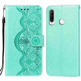 For Huawei P30 Lite / nova 4e Flower Vine Embossing Pattern Horizontal Flip Leather Case with Card Slot & Holder & Wallet & Lanyard(Green)