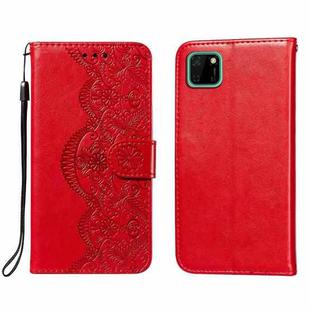 For Huawei Y5p / Honor 9S Flower Vine Embossing Pattern Horizontal Flip Leather Case with Card Slot & Holder & Wallet & Lanyard(Red)