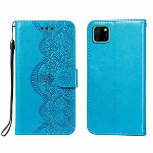 For Huawei Y5p / Honor 9S Flower Vine Embossing Pattern Horizontal Flip Leather Case with Card Slot & Holder & Wallet & Lanyard(Blue)