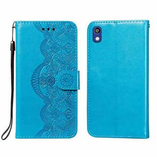 For Huawei Y5 (2019) / Honor 8S Flower Vine Embossing Pattern Horizontal Flip Leather Case with Card Slot & Holder & Wallet & Lanyard(Blue)