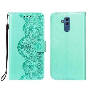 For Huawei Maimang 7 / Mate 20 Lite Flower Vine Embossing Pattern Horizontal Flip Leather Case with Card Slot & Holder & Wallet & Lanyard(Green)