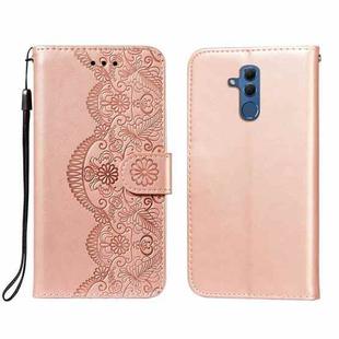 For Huawei Maimang 7 / Mate 20 Lite Flower Vine Embossing Pattern Horizontal Flip Leather Case with Card Slot & Holder & Wallet & Lanyard(Rose Gold)