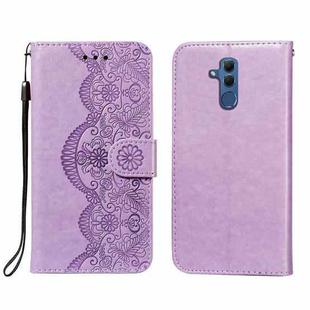 For Huawei Maimang 7 / Mate 20 Lite Flower Vine Embossing Pattern Horizontal Flip Leather Case with Card Slot & Holder & Wallet & Lanyard(Purple)