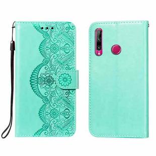 For Huawei Honor 10i Flower Vine Embossing Pattern Horizontal Flip Leather Case with Card Slot & Holder & Wallet & Lanyard(Green)