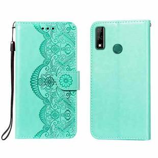 For Huawei Honor Y8s Flower Vine Embossing Pattern Horizontal Flip Leather Case with Card Slot & Holder & Wallet & Lanyard(Green)