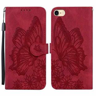 Retro Skin Feel Butterflies Embossing Horizontal Flip Leather Case with Holder & Card Slots & Wallet For iPhone 6 / 6s(Red)