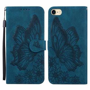 Retro Skin Feel Butterflies Embossing Horizontal Flip Leather Case with Holder & Card Slots & Wallet For iPhone 6 / 6s(Blue)