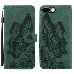 Retro Skin Feel Butterflies Embossing Horizontal Flip Leather Case with Holder & Card Slots & Wallet For iPhone 6 Plus / 6s Plus(Green)