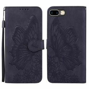 Retro Skin Feel Butterflies Embossing Horizontal Flip Leather Case with Holder & Card Slots & Wallet For iPhone 6 Plus / 6s Plus(Black)