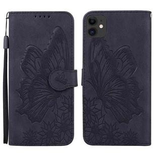 For iPhone 11 Retro Skin Feel Butterflies Embossing Horizontal Flip Leather Case with Holder & Card Slots & Wallet (Black)