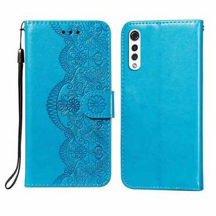 For LG G9 Flower Vine Embossing Pattern Horizontal Flip Leather Case with Card Slot & Holder & Wallet & Lanyard(Blue)