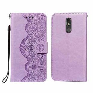 For LG Stylo 5 Flower Vine Embossing Pattern Horizontal Flip Leather Case with Card Slot & Holder & Wallet & Lanyard(Purple)