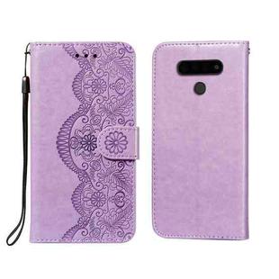 For LG Stylo 6 Flower Vine Embossing Pattern Horizontal Flip Leather Case with Card Slot & Holder & Wallet & Lanyard(Purple)