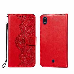 For LG K20 Flower Vine Embossing Pattern Horizontal Flip Leather Case with Card Slot & Holder & Wallet & Lanyard(Red)