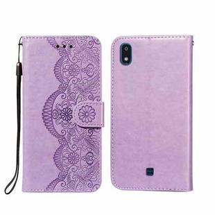 For LG K20 Flower Vine Embossing Pattern Horizontal Flip Leather Case with Card Slot & Holder & Wallet & Lanyard(Purple)