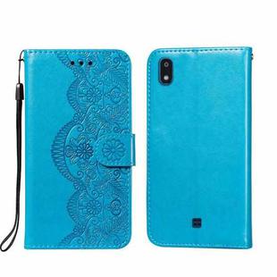 For LG K20 Flower Vine Embossing Pattern Horizontal Flip Leather Case with Card Slot & Holder & Wallet & Lanyard(Blue)