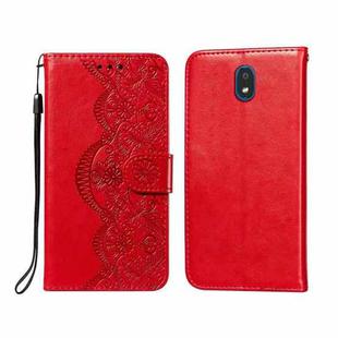For LG K30 Flower Vine Embossing Pattern Horizontal Flip Leather Case with Card Slot & Holder & Wallet & Lanyard(Red)