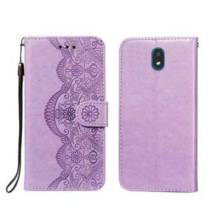 For LG K30 Flower Vine Embossing Pattern Horizontal Flip Leather Case with Card Slot & Holder & Wallet & Lanyard(Purple)