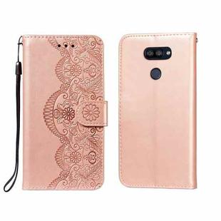 For LG K40S Flower Vine Embossing Pattern Horizontal Flip Leather Case with Card Slot & Holder & Wallet & Lanyard(Rose Gold)