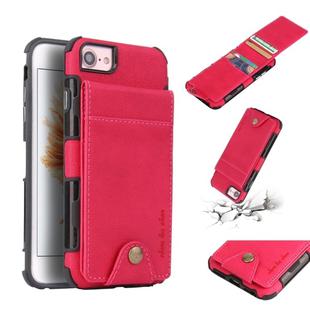 For iPhone SE 2020 & 8 & 7 Cloth Texture + TPU Shockproof Protective Case with Vertical Flip Card Slots(Rose Red)