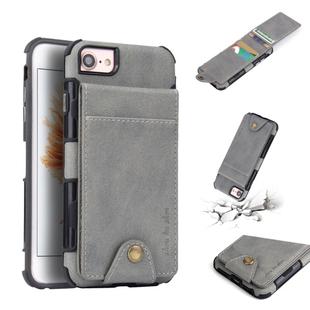 For iPhone SE 2020 & 8 & 7 Cloth Texture + TPU Shockproof Protective Case with Vertical Flip Card Slots(Grey)
