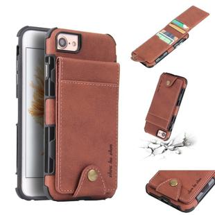 For iPhone SE 2020 & 8 & 7 Cloth Texture + TPU Shockproof Protective Case with Vertical Flip Card Slots(Brown)