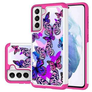 For Samsung Galaxy S21+ 5G Coloured Drawing Pattern PU + TPU Protective Case(Butterfly)