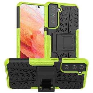 For Samsung Galaxy S21 5G Tire Texture Shockproof TPU+PC Protective Case with Holder(Green)