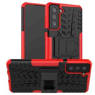 For Samsung Galaxy S21+ 5G Tire Texture Shockproof TPU+PC Protective Case with Holder(Red)