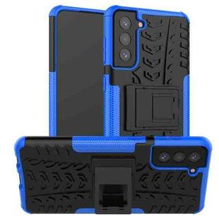 For Samsung Galaxy S21+ 5G Tire Texture Shockproof TPU+PC Protective Case with Holder(Blue)