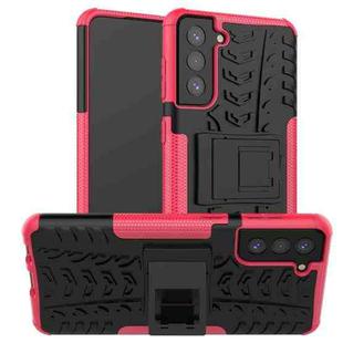 For Samsung Galaxy S21+ 5G Tire Texture Shockproof TPU+PC Protective Case with Holder(Pink)