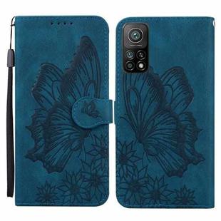 For Xiaomi Mi 10T Pro 5G Retro Skin Feel Butterflies Embossing Horizontal Flip Leather Case with Holder & Card Slots & Wallet(Blue)