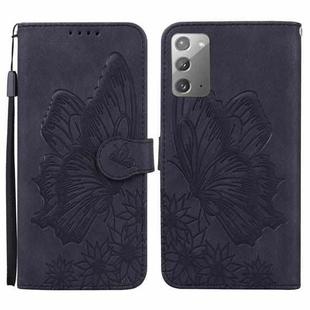 For Samsung Galaxy Note20 Retro Skin Feel Butterflies Embossing Horizontal Flip Leather Case with Holder & Card Slots & Wallet(Black)