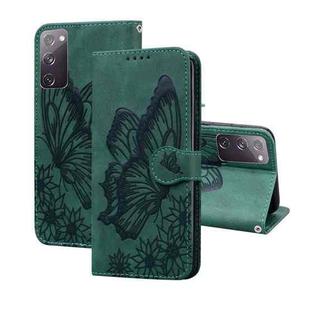 For Samsung Galaxy S20 FE Retro Skin Feel Butterflies Embossing Horizontal Flip Leather Case with Holder & Card Slots & Wallet(Green)