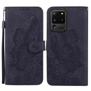 For Samsung Galaxy S20 Ultra Retro Skin Feel Butterflies Embossing Horizontal Flip Leather Case with Holder & Card Slots & Wallet(Black)