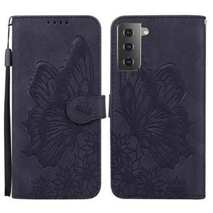 For Samsung Galaxy S21 5G Retro Skin Feel Butterflies Embossing Horizontal Flip Leather Case with Holder & Card Slots & Wallet(Black)