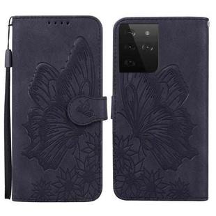 For Samsung Galaxy S21 Ultra  5G Retro Skin Feel Butterflies Embossing Horizontal Flip Leather Case with Holder & Card Slots & Wallet(Black)