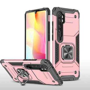 For Xiaomi Note 10 Lite Magnetic Armor Shockproof TPU + PC Case with Metal Ring Holder(Rose Gold)