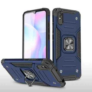 For Xiaomi Redmi 9A Magnetic Armor Shockproof TPU + PC Case with Metal Ring Holder(Blue)