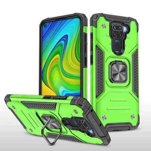 For Xiaomi Redmi Note 9 Magnetic Armor Shockproof TPU + PC Case with Metal Ring Holder(Green)