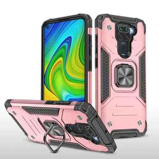 For Xiaomi Redmi Note 9 Magnetic Armor Shockproof TPU + PC Case with Metal Ring Holder(Rose Gold)