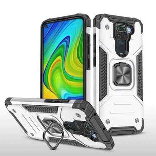 For Xiaomi Redmi Note 9 Magnetic Armor Shockproof TPU + PC Case with Metal Ring Holder(Silver)