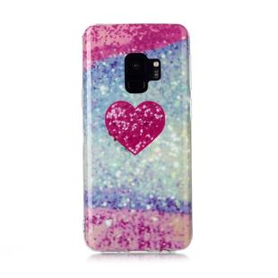 For Galaxy S9 Coloured Drawing Pattern IMD Workmanship Soft TPU Protective Case(Red Heart)