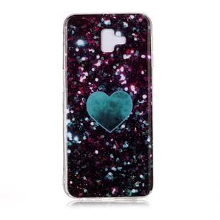 For Galaxy J6+ Coloured Drawing Pattern IMD Workmanship Soft TPU Protective Case(Green Love)