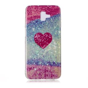 For Galaxy J6+ Coloured Drawing Pattern IMD Workmanship Soft TPU Protective Case(Red Heart)