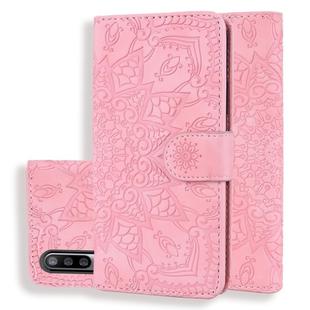 For Xiaomi Mi CC9e / Mi A3 Calf Pattern Mandala Double Folding Design Embossed Leather Case with Wallet & Holder & Card Slots(Pink)